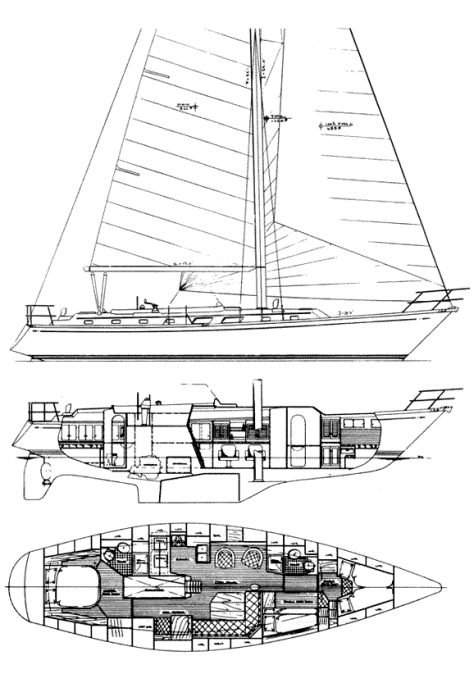 Bristol 51 sailboat under sail