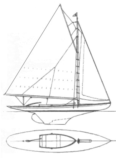 Broads one design sailboat under sail
