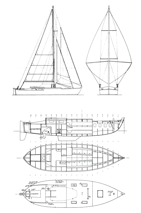 Aleutka 29 sailboat under sail