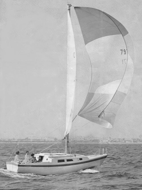 Cal 27 sailboat under sail
