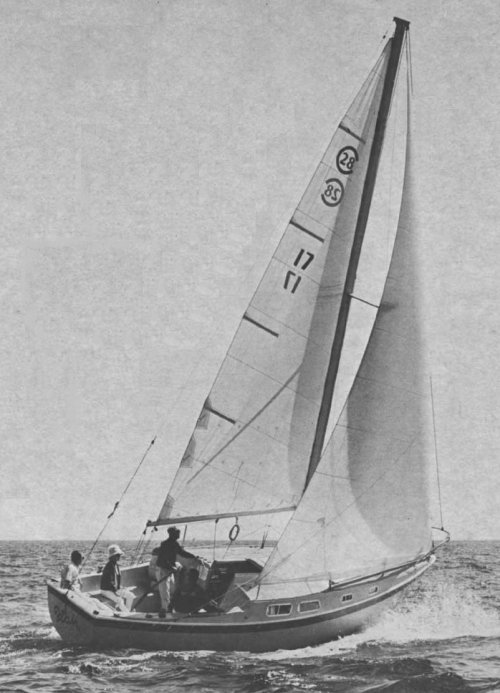 Cal 28 sailboat under sail