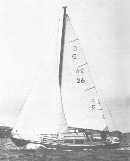 Cal 30 sailboat under sail