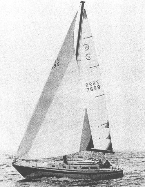 Cal 39 sailboat under sail