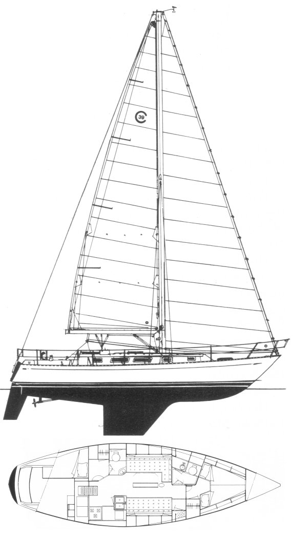 Cal 39 mk iii sailboat under sail