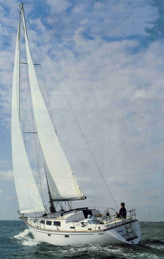 Cal 44 sailboat under sail