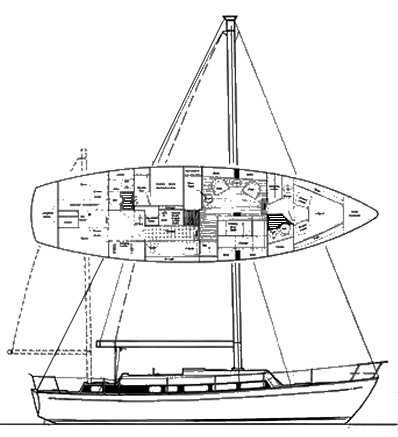Cal 46 iii 1975 sailboat under sail
