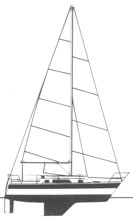 Caliber 28 sailboat under sail