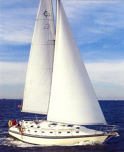 Caliber 38 sailboat under sail