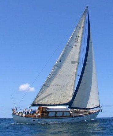 Calkins 50 sailboat under sail