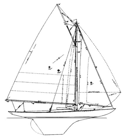 Camden class sailboat under sail