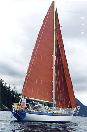 Cape george 36 sailboat under sail