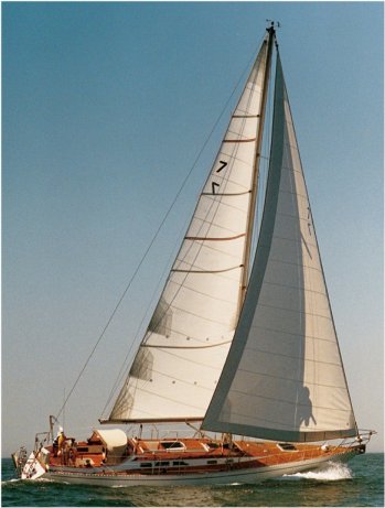 Cardinal 46 sailboat under sail