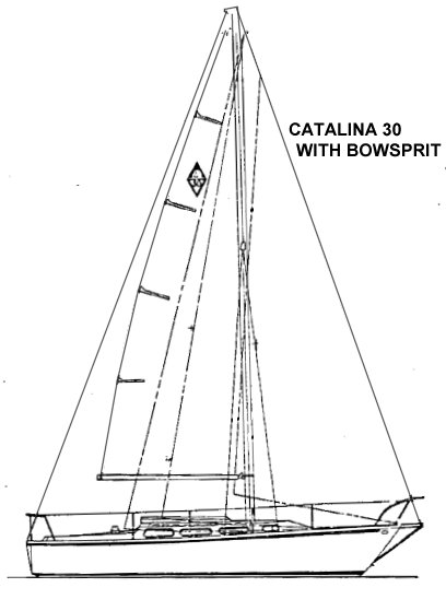Catalina 30 wbowsprit sailboat under sail