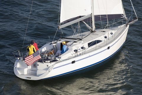 Catalina 445 sailboat under sail