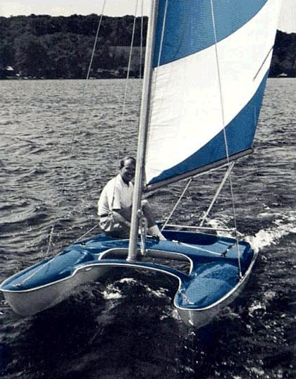 Catfish alcort sailboat under sail