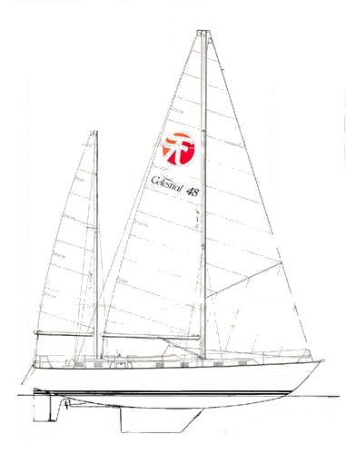 Celestial 48 sailboat under sail