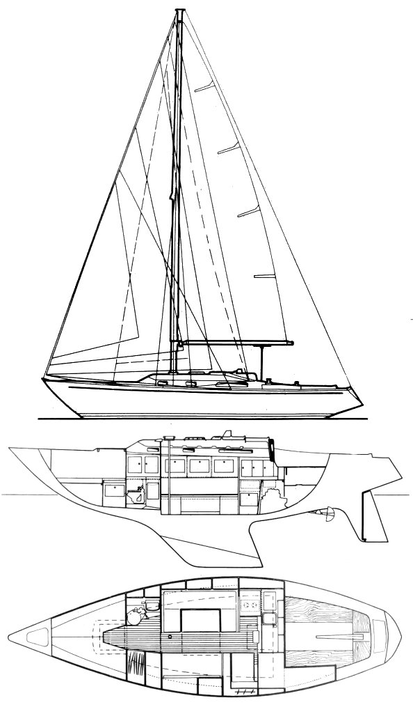 Centurion 32 sailboat under sail
