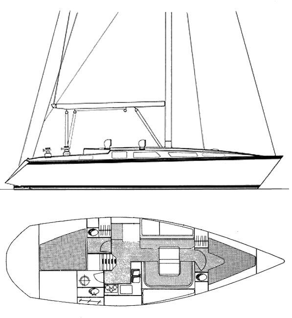 Centurion 36 sailboat under sail