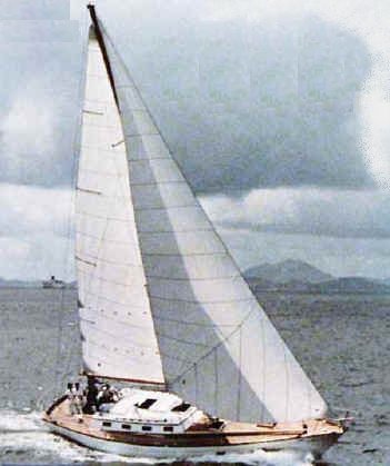 Cheoy lee 48 sailboat under sail