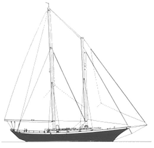 Clipper 48 schooner cheoy lee sailboat under sail