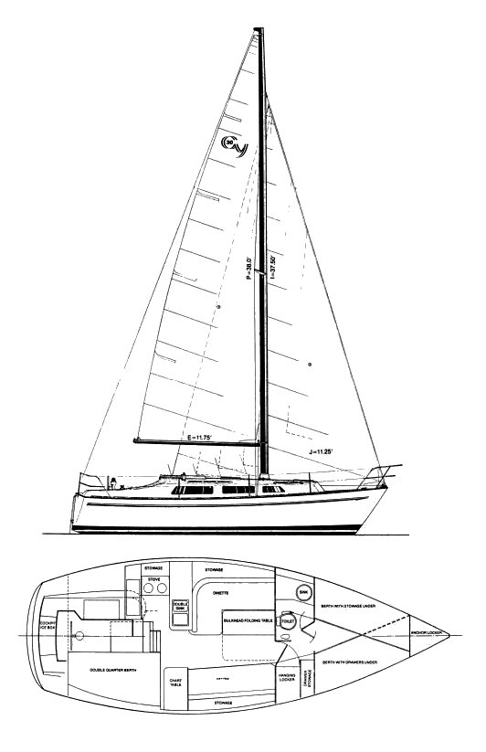 Chrysler 30 cy 30 sailboat under sail