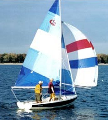 Cl 16 sailboat under sail