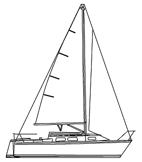 Classic 26 sailboat under sail
