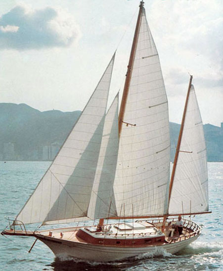 Clipper 36 cheoy lee sailboat under sail