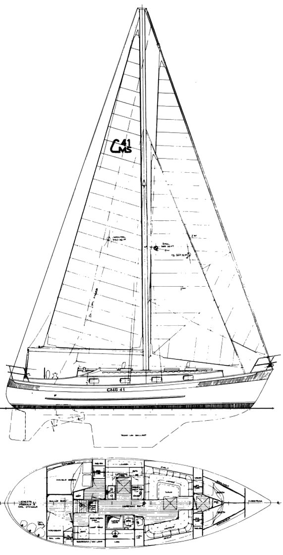 Cms 41 sailboat under sail