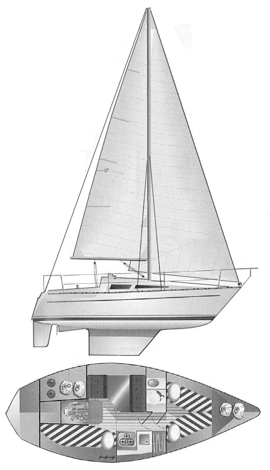 Cobra 700 sailboat under sail
