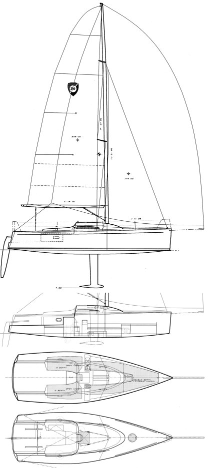 Columbia 32 sport yacht sailboat under sail