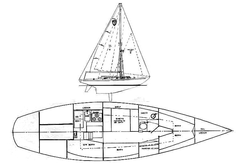 Columbia 38 cb sailboat under sail