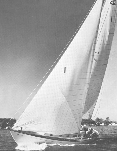 Comanche 42 chris craft sailboat under sail
