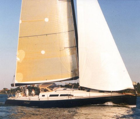 Concordia 47 sailboat under sail