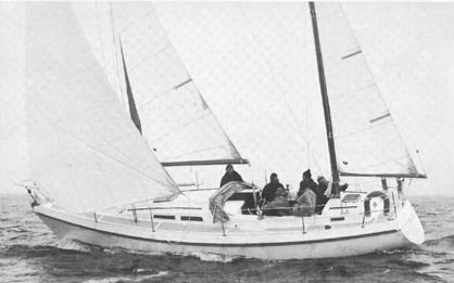 Contest 36 sailboat under sail