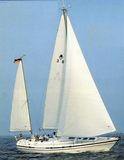 Contest 38s sailboat under sail