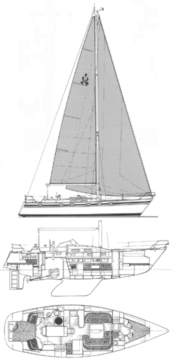 Contest 40s sailboat under sail