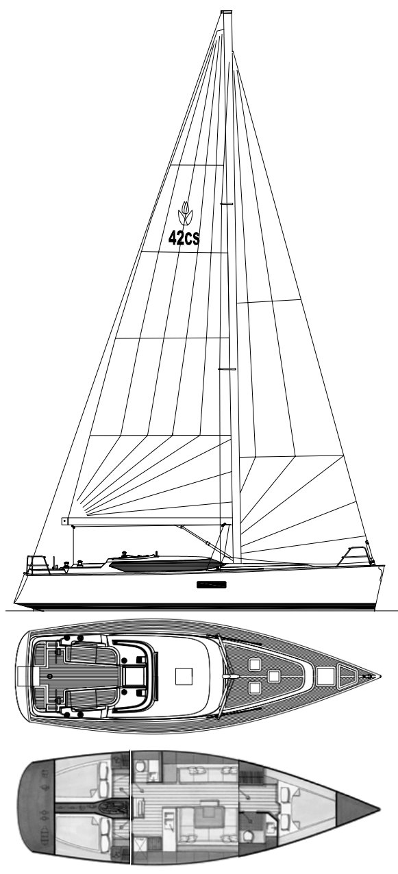 Contest 42cs sailboat under sail