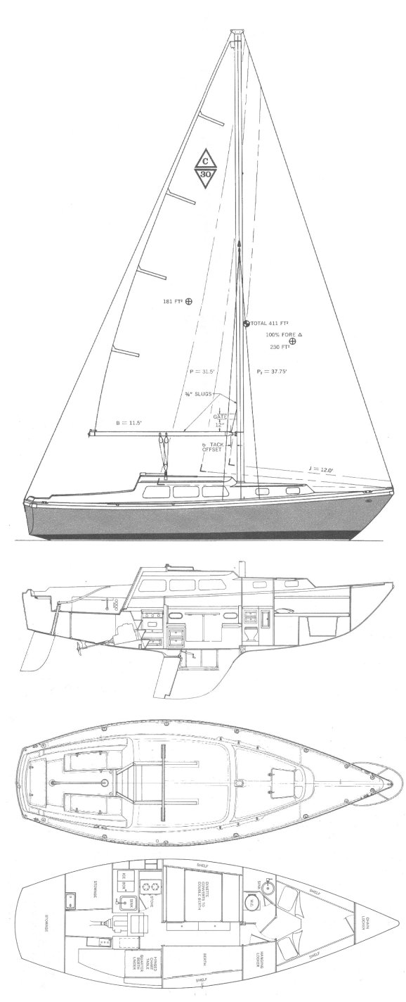 Coronado 30 sailboat under sail
