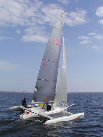 Corsair sprint 750 sailboat under sail