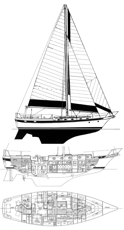 Csy 44 mid cockpit sailboat under sail