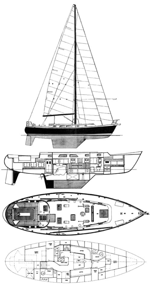 Ct 44 sailboat under sail
