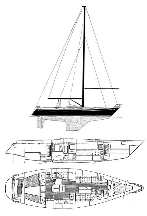 Ct 43 sailboat under sail