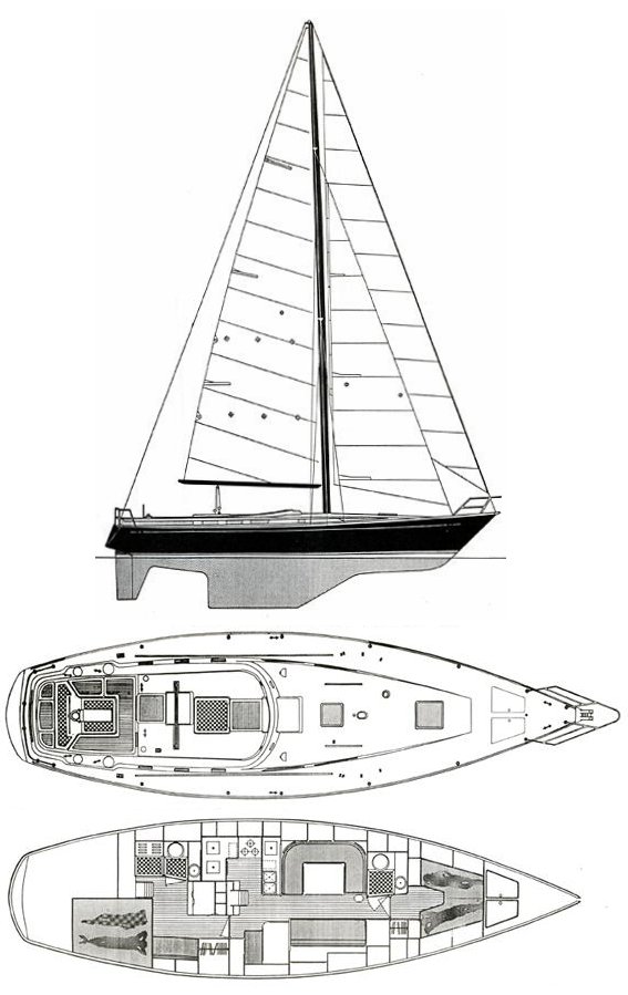 Ct 47 sailboat under sail