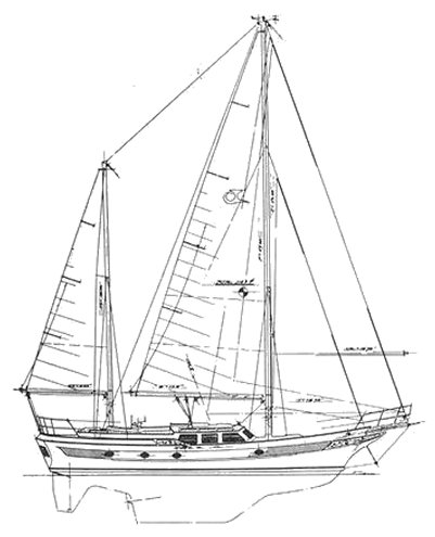 Ct 48 sailboat under sail