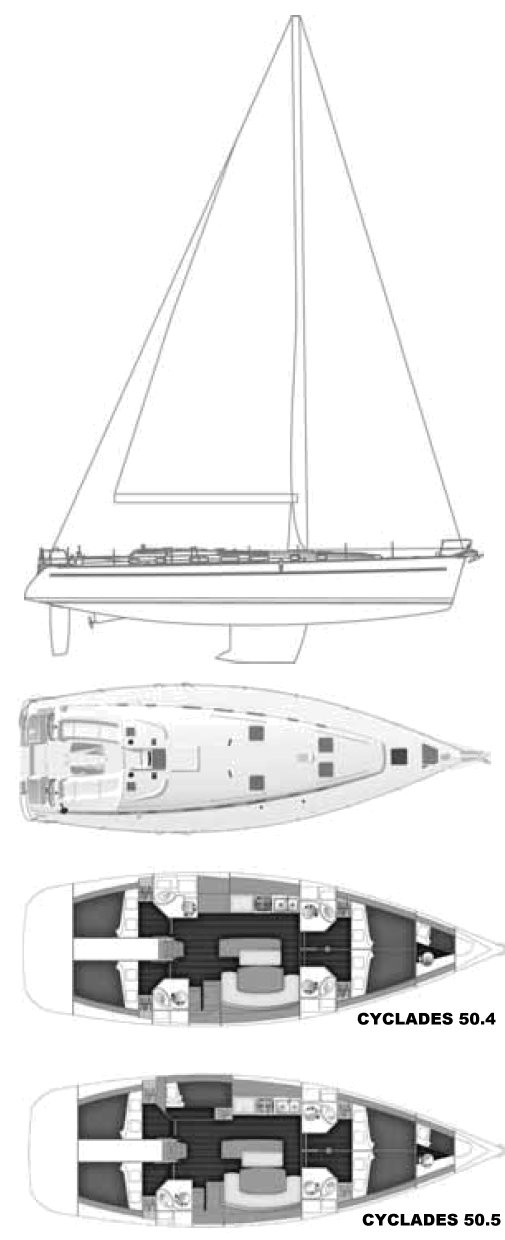 Cyclades 50.5 Beneteau sailboat under sail