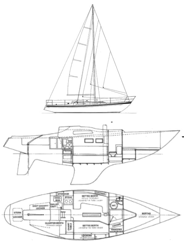Delta 94 sailboat under sail