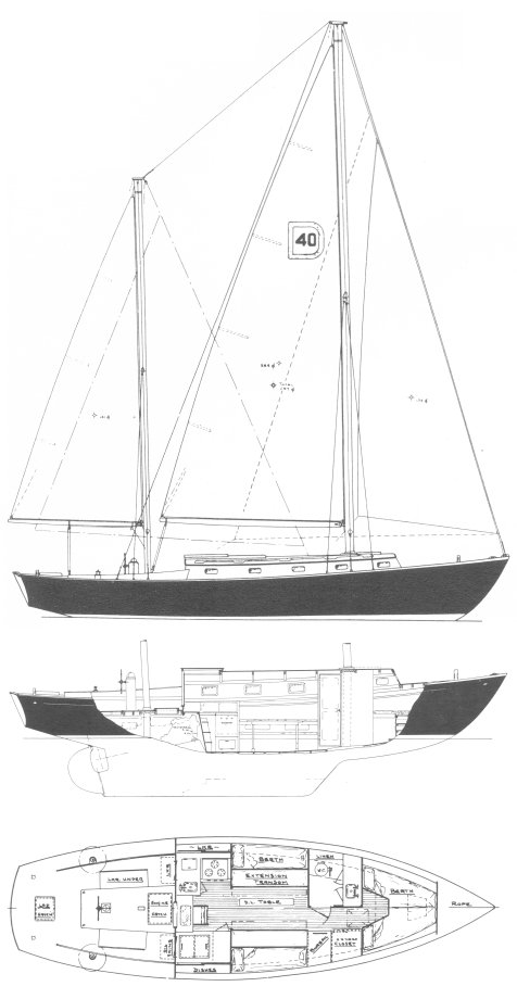 Dickerson 40 sailboat under sail