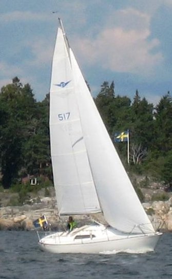 Dixie 27 sailboat under sail