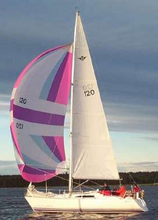 Dixie 32 sailboat under sail